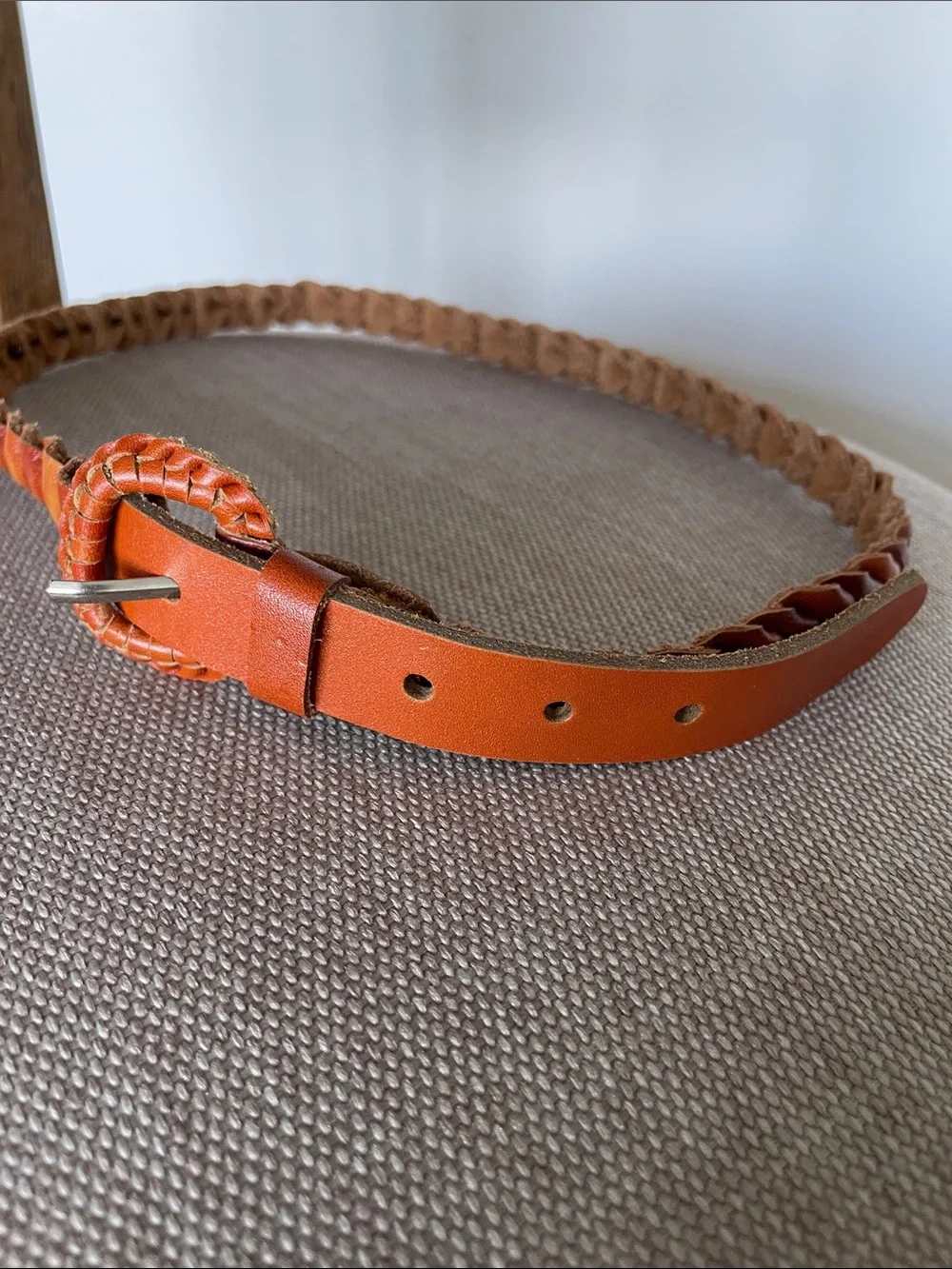 Braided Leather Women’s Belt in Burnt Orange